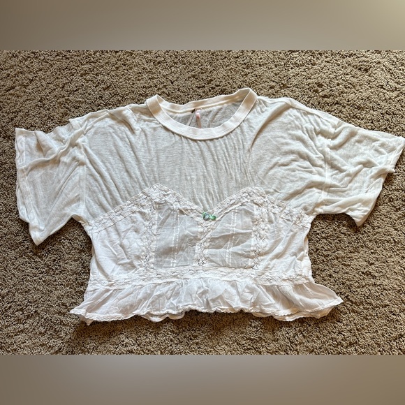 Free People Tops - White Lace Trimmed Women's Top Free People